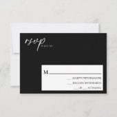 Mariage noir classique moderne carte RSVP simple (Devant)