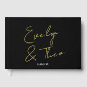 Mariage noir élégant signature de script (Recto)