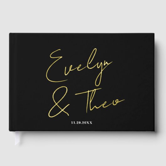 Mariage noir élégant signature de script (Recto)