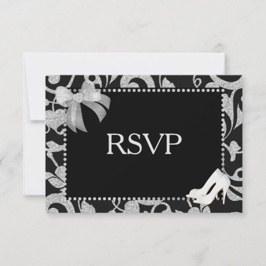 Mariage noir et argent élégant RSVP (Devant)