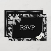 Mariage noir et argent élégant RSVP (Devant / Derrière)