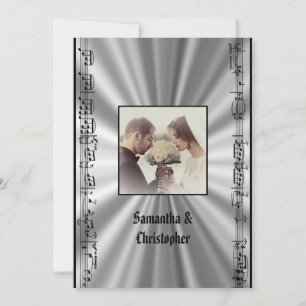 Mariage noir et argent invitation photo