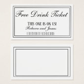 Mariage noir et blanc billet de boisson gratuite (Devant & derrière)