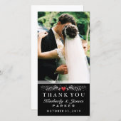 Mariage noir et blanc Carte de remerciements photo (Devant / Derrière)