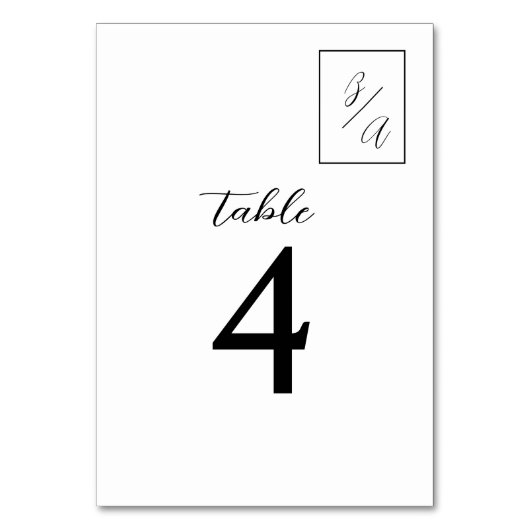 Mariage noir et blanc chic Numéro de table (Dos)