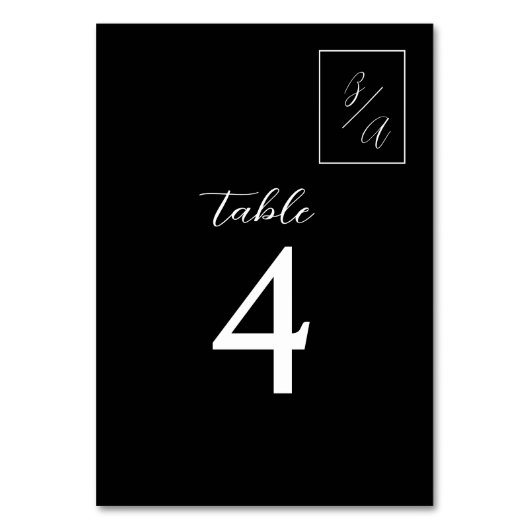 Mariage noir et blanc chic Numéro de table (Par défaut)