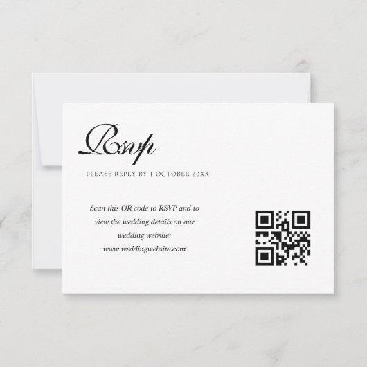 mariage noir et blanc élégant code QR carte rsvp (Devant)