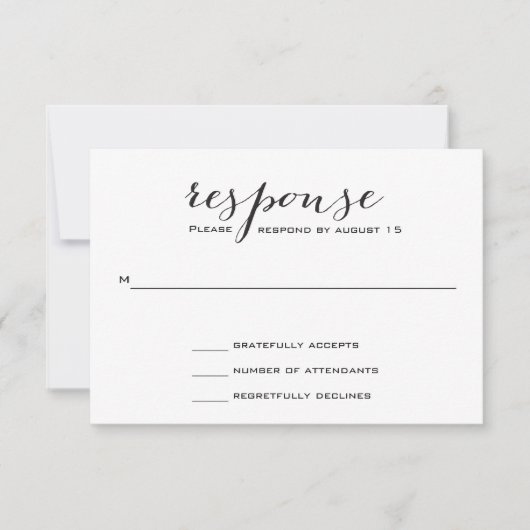 Mariage noir et blanc élégant RSVP (Devant)
