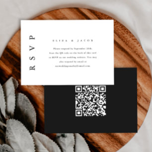 Mariage noir et blanc élégant RSVP avec code QR
