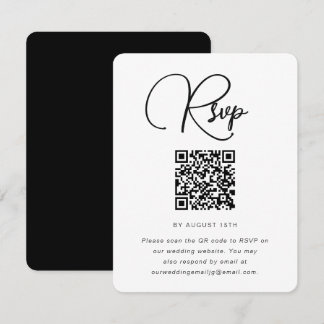Mariage noir et blanc en gras RSVP avec code QR