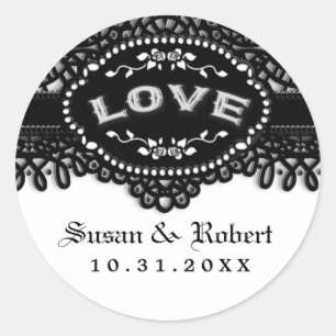 Mariage noir et blanc Étiquette d'enveloppe gothiq
