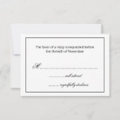 Mariage noir et blanc moderne RSVP (Dos)