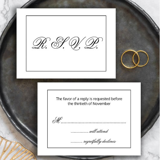 Mariage noir et blanc moderne RSVP