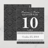 Mariage noir et blanc Numéro de table Réception de (Devant / Derrière)