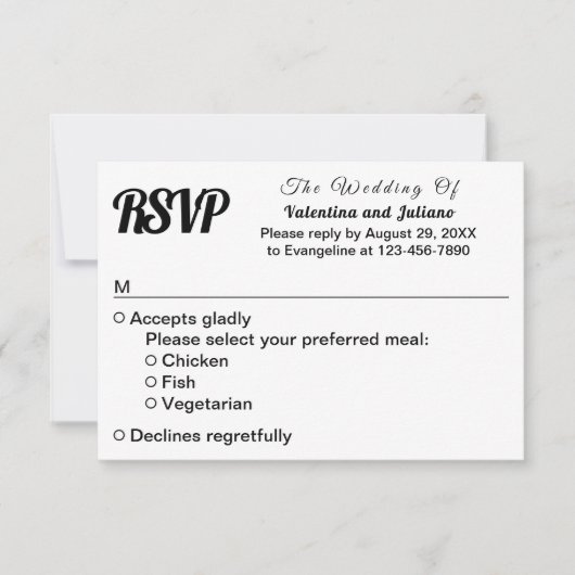 Mariage noir et blanc RSVP (Devant)