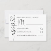 Mariage noir et blanc simple RSVP (Devant)