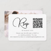 Mariage noir et blanc tendance photo RSVP QR Code (Devant / Derrière)