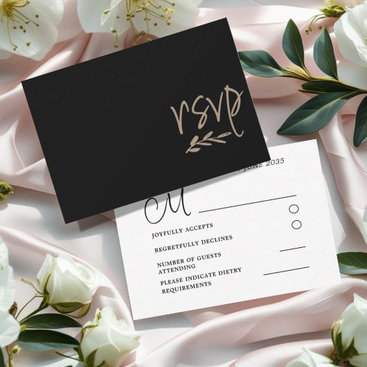 Mariage noir et or chic RSVP