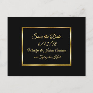 Mariage noir et or Enregistrer la date Cartes post