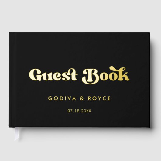 Mariage noir et or rétro élégant (Recto)