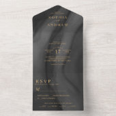 Mariage noir et or tout en une invitation (À l'intérieur)