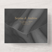 Mariage noir et or tout en une invitation (Verso)