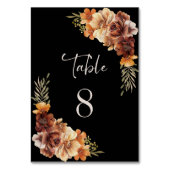 Mariage noir floral rustique Numéro de table (Dos)