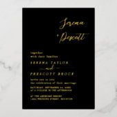 Mariage noir moderne Véritable Invitation Foil (Recto)