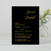 Mariage noir moderne Véritable Invitation Foil (Debout devant)
