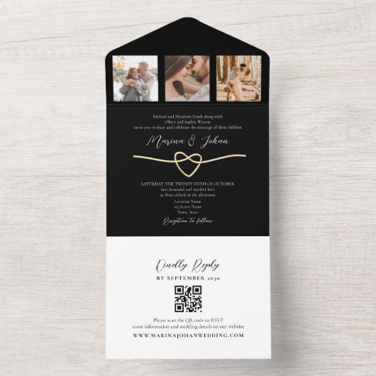 Mariage noir or All-in-One QR Invitation (À l'intérieur)