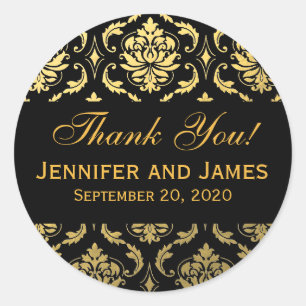 Mariage noir or Damask Merci Étiquette