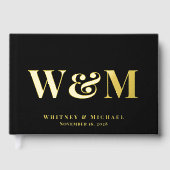 Mariage Noir Photo Monogramme Élégant (Recto)