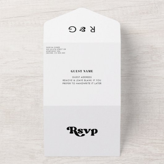 Mariage noir rétro élégant tout en une invitation (Dehors)