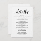 Mariage noir rustique moderne Détails Carte de boî (Devant / Derrière)