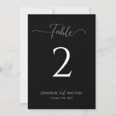 Mariage noir simple élégant Numéro de table (Dos)