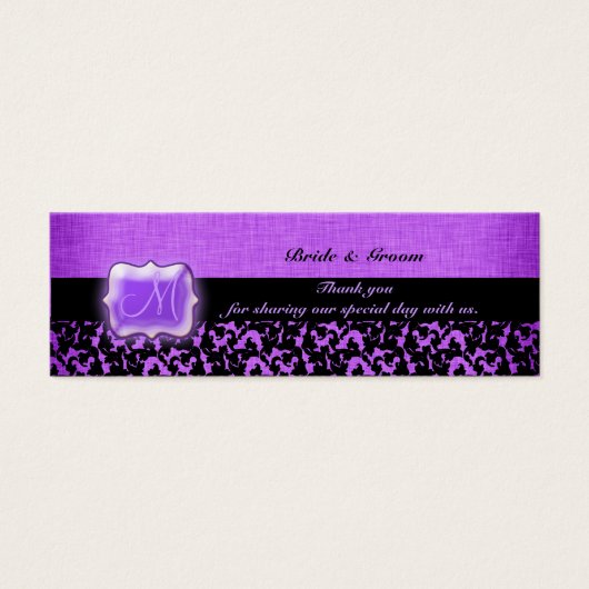 Mariage noir violet faveur damask floral (Devant)