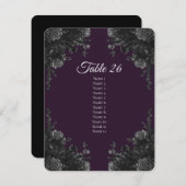 Mariage noir violet Numéro de tableau Cartes d'esc (Devant / Derrière)