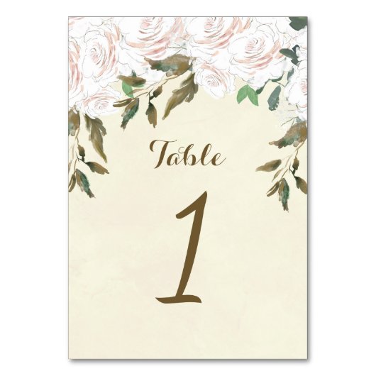 Mariage numéro de table carte ivoire floral (Par défaut)