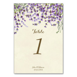 mariage numéro de table carte lavande fleurs