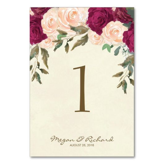 mariage numéro de table chalkboard burgundy pêche (Dos)