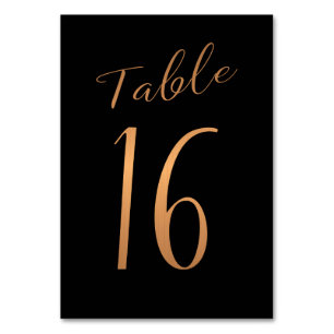 Mariage numéro de table cuivre or parties scintill
