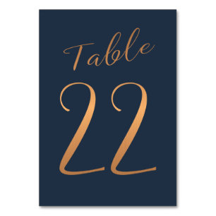 Mariage numéro de table cuivre rose or parties sci