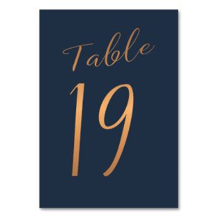Mariage numéro de table cuivre rose or parties sci