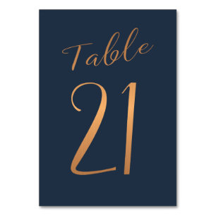 Mariage numéro de table cuivre rose or parties sci