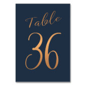 Mariage numéro de table cuivre rose or parties sci (Dos)