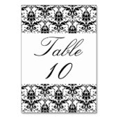 Mariage Numéro de table Elegant noir blanc Damas (Dos)
