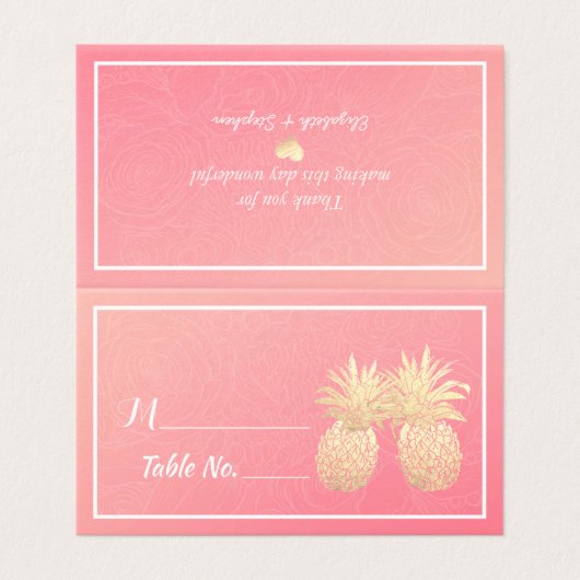 Mariage Numéro de table Escort Gold Pineappy Coupl (Outside Unfolded)