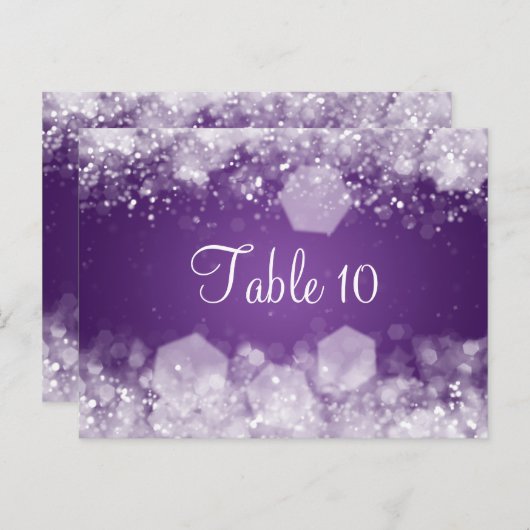 Mariage Numéro de table Étincelle Nuit Violet (Devant / Derrière)