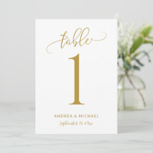 Mariage Numéro de table Fun Gold Calligraphy