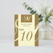 Mariage Numéro de table Gold Cream Monogramme M (Debout devant)